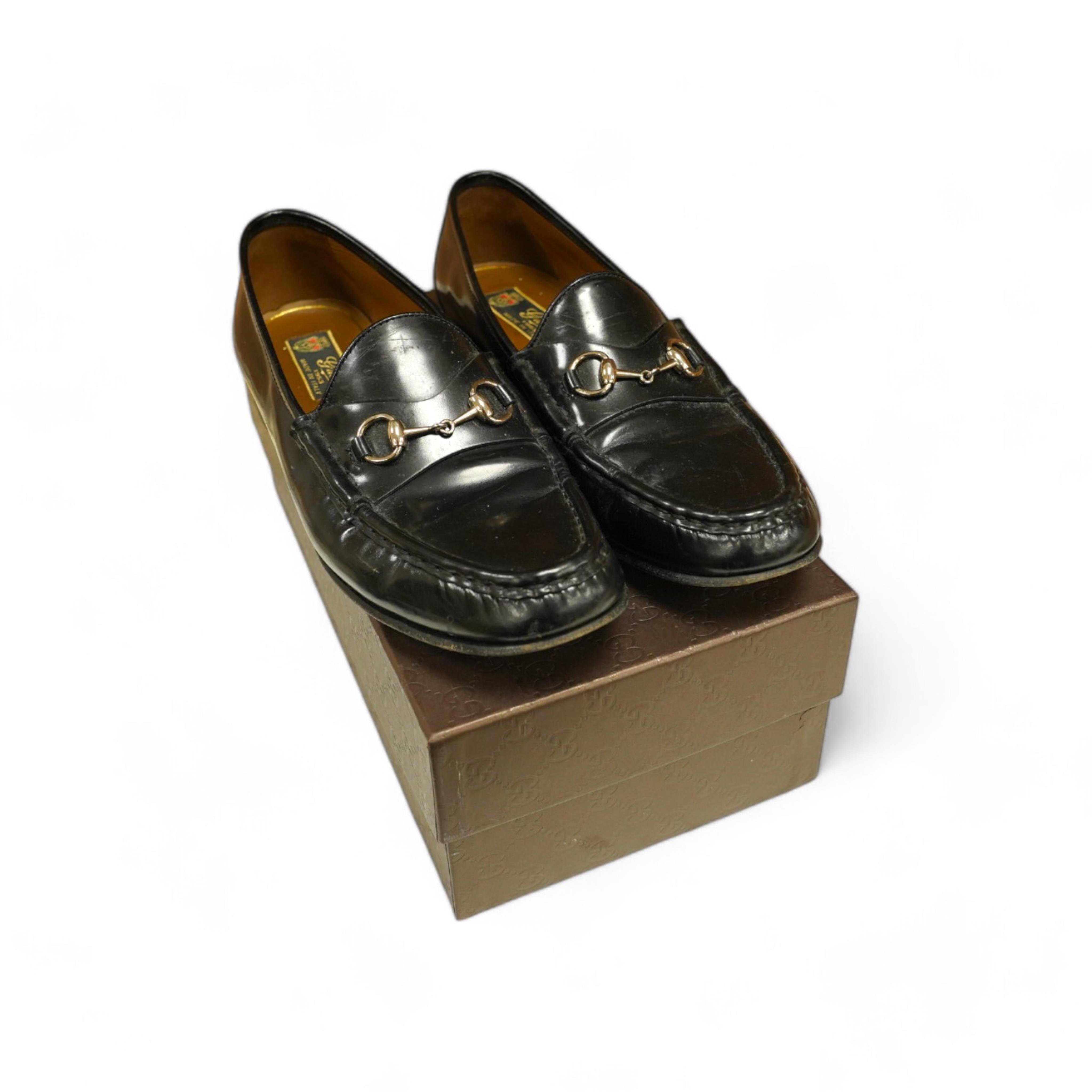 A pair of lady's Gucci black leather loafers, with box, size 41